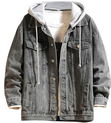 Giacca Jeans Uomo, Giacchetto Primaverile Uomo, Uomini vestibilità Ampia Vintage Giacca di Jeans Classico Cappotto Western Trucker Jeans Giacca Mezza Stagione Giacca Trucker