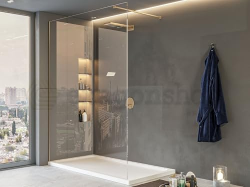 Exagonshop Walk in parete doccia fissa 120 cm vetro trasparente 8 mm H 200 cm oro