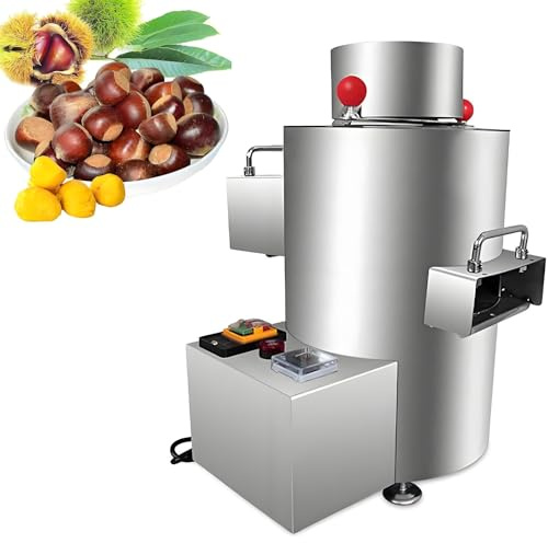 PioMue Peladora de castañas Inteligente Comercial, Cascanueces automática de 200 kg/h, peladora eléctrica de castañas Que no daña Las castañas. 12V-12knives