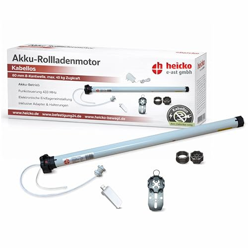 Kit motore a batteria per motorizzazione della tapparella 60 mm 8 onde, 20 Nm, forza di trazione massima 45 kg, con trasmettitore radio manuale con timer, caricatore e cuscinetto azionamento (1 set)