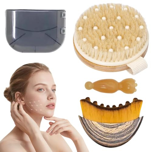 MisFun Cepillo Facial Linfático y Cepillo Corporal en Seco 3 Piezas