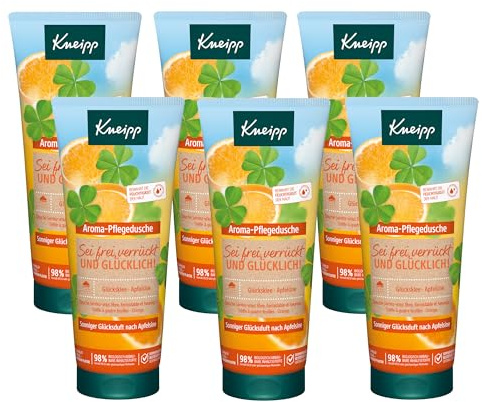 Kneipp Aroma-Pflegedusche Sei Frei, verrückt und glücklich – Sonniger Glücksduft nach Apfelsine - Mit pflanzlichen Wirkstoffen - Multipack 6 x 200ml