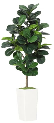 5FT Faux Fiddle Leaf Fig Tree – Realistic Artificial Ficus Lyrata with Sturdy Ceramic Pot, Low-Maintenance Floor Plant for Living Room, Bedroom & Corner Decor