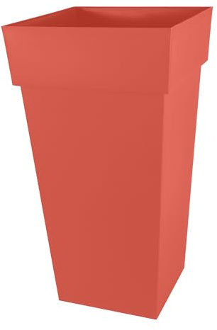 EDA - Pot de Fleur Carré Haut XXL Toscane - Volume 98 L - 43,3 x 43,3 x H.80 cm - Orange Terre Battue