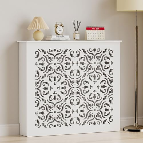 Moderno Copritermosifone Legno Bianco Legno Copritermosifone A Filo Nascondi Tubi Disordinati, Bagno, Casa, Soggiorno, Ufficio, Camera Da Letto, Riscaldamento Decorativo(L100 X H90 X W25cm)