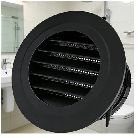 ABS Round Soffit Vents 200 125 75 100 150 mm, Louver Sofit Air Vent with Built-in Screen Mesh, Louver Vent Covers for Exhaust Fan, Bathroom, Office and Home HVAC Ventilation(Black,150mm)