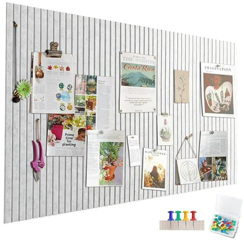 Stor filt anslagstavla självhäftande, 90 x 60 cm filtbräda silvergrå, vertikala ränder dekorativ anslagstavla av filt, vikbar fototavla memotavlor memo brädor bulletin board för kontor kök