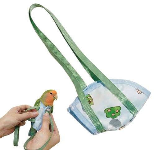 Generisch Transporte de aves, arnés antiestallido, arnés para pájaros con asa para periquitos, cacatúas, periquitos, inseparables, interiores, paseos, parque,
