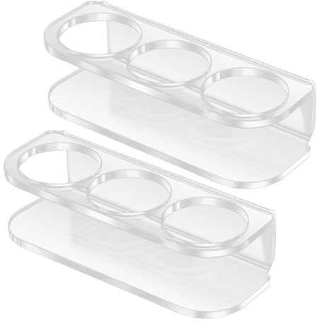 2-delad 3-spår pillerflaskhållare – kylskåp väggmonterad peptidpillerflaskhållare | akrylförvaringsorganisatör för U-100 flaskor 24 mm diameter | kylskåpsflaskhållare med dubbelsidig tejp