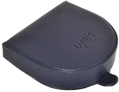 COVERI WORLD Porte-Monnaie Homme Cuir véritable Compact Fermeture à Pression Bleu Marine