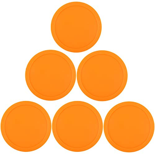 ONE250 3 1/4 inch Air Hockey Pucks, Full Size Goal Packs Replacement Accessories for Game Tables (6 Pcs) (Orange)