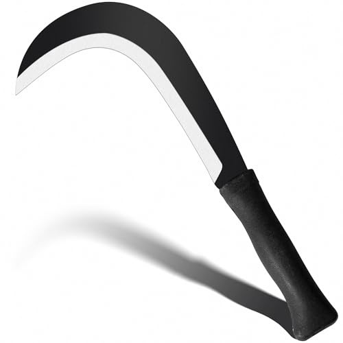 Sickle Garden Tool Machete for Yard Work and Cutting Trees Heavy Duty Machetes Knife Brush Clearing Sickles with Carbon Steel Blade for Grass, Harvest, Weeding