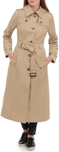 London Fog Women's Single Breasted Long Trench Coat With Epaulettes and Belt Trenchcoat (pack of 1)