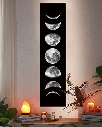 Ohhvvow Mondphasen-Wandbild, Schwarz-Weiß-Mond Leinwanddruck, Poster, Wandkunst, Dekoration für Schlafzimmer, Wohnzimmer (schwarz, ungerahmt)