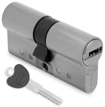 Amig - Cilindro de seguridad - Cerradura para puertas de Madera - Antiganzúa y Antibumping - Bombín Antiextracción y Antirotura - Incluye 5 llaves - Plateado mate - Medidas: 66 (31-35) mm