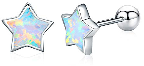Ohrstecker Stern Silber 925 Opal Helix Knorpel Ohrring für Damen Stern Ohrringe Valentinstag Geschenke für Mädchen,Tochter,Kinder
