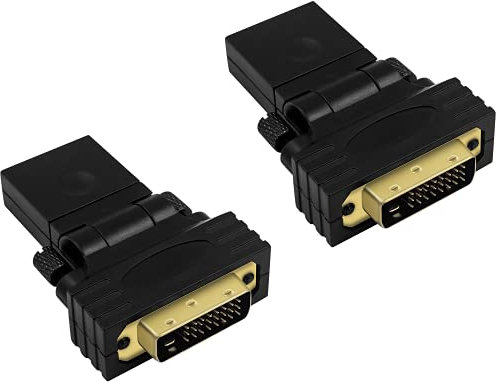 Duttek HDMI till DVI-adapter, 24+1 DVI till HDMI-adapter, 360 graders justerbar rotation DVI hane till HDMI hona adapterkonverterare med guldpläterade kontakter stöder PC, bärbar dator, PS4, HDTV (2-pack).