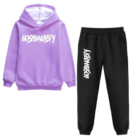 amropi Ragazzi 2 Pezzi Abbigliamento Set Tuta Felpa con Cappuccio e Pantaloni età 2-15 Anni