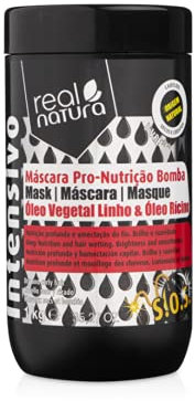 Real Natura - Masque Capillaire Sans Sel - Nutrition Intense pour Cheveux Brillants et Forts - Répare et Renforce - Hydratation Maximale - Format Familial - 1000 gr