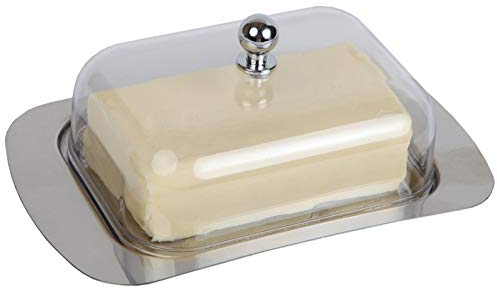 mantequillera Bandeja de guardería de acrilato de mantequilla de mantequilla de mantequilla de acero inoxidable Bandeja de encargado de almacenamiento con acrílico de acceso fácil de acrílico elegante