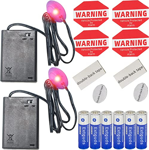 Fake Car Alarm, Dummy Car Alarm,(Batteries Included) LED Light Simulate Imitation Security System, Warning Anti-Theft Flash Blinking Lamp (2Pack, Red)
