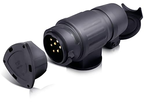 CXTM Adapter 13 auf 7 Poliger Anhängerstecker, Anhängerkupplung Adapter 13 auf 7 Polig, Anhänger Adapter 13 auf 7 Polig inkl. Parking Cover, 12 V Systeme, für Fahrradträger, Pferdeanhänger
