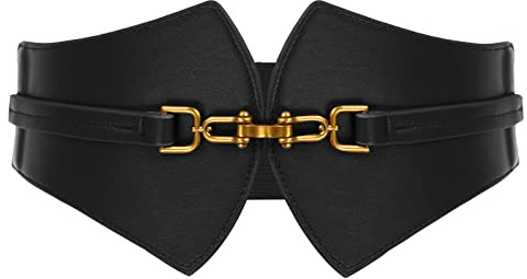 GRACE KARIN Womens Wide Stretchy Cinch Corset Belt 2.4 Inch Vintage Chunky Buckle Belts Black L