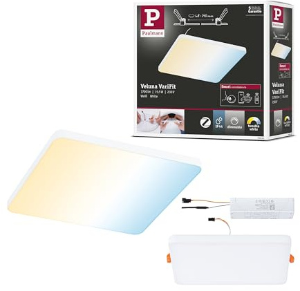 Paulmann 79958 LED Panel Einbaupanel Veluna VariFit Edge 160x160mm eckig Tunable White Weißlichtsteuerung Weiß Kunststoff Deckenleuchte