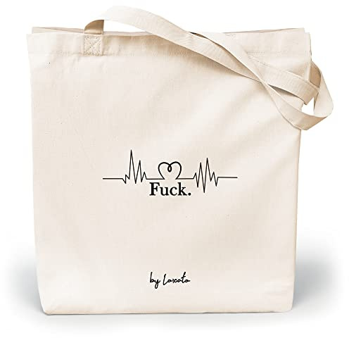 Loxato Jutebeutel mit Spruch Bedruckt - Stofftasche Lustig - Einkaufstasche | Stoffbeutel, Baumwolltasche 100%, Lustige Sprüche mit Motiv, Lange Henkel 70cm, Tragetasche Damen, Canvas-Stoff