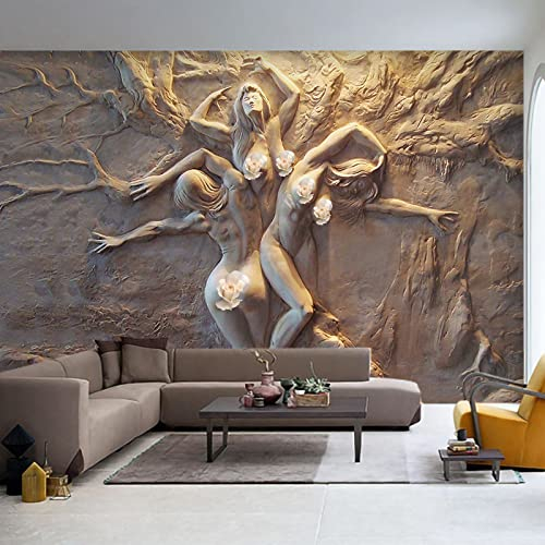 Vlies Fototapete Geprägtes Sexy Mädchen 3D Effekt Vlies Tapeten Wandtapete XXL Moderne Wanddeko Wohnzimmer Schlafzimmer Büro Flur 400 cm B x280 cm H