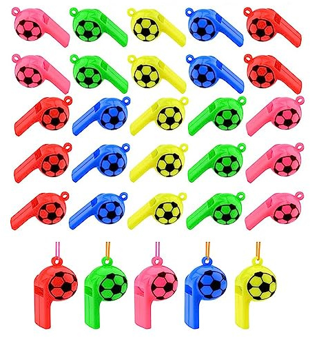 Bohue Football Whistles Colored Plastic Whistle Referee Whistle World Cup Whistles Soccer Party Supplies for Adult (50)