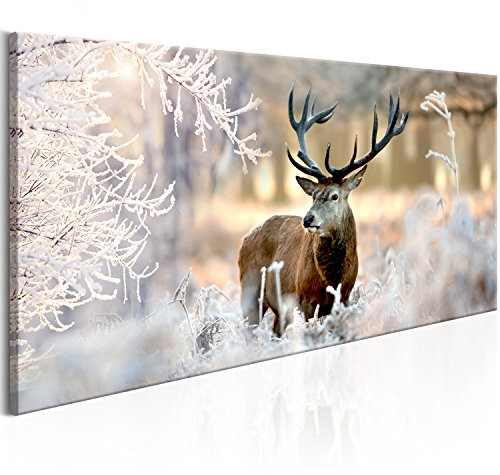 murando - Akustikbild Hirsch 80x40 cm Bilder Akustikschaum Hochleistungsschallabsorber Schallschutz Leinwand 1 tlg Wandbild Raumakustik Schalldämmung - Natur g-C-0065-b-b