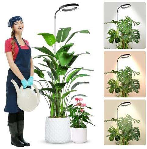 wolezek Pflanzenlampe LED Vollspektrum, 80 LEDs 6500K Grow Light, 160cm Großes Grow Lampe, 3 Farben Pflanzenlicht mit 360° Schwanenhals, 6/12/16H Timer, 5 Helligkeit, Höhenverstellbar, Schwarz