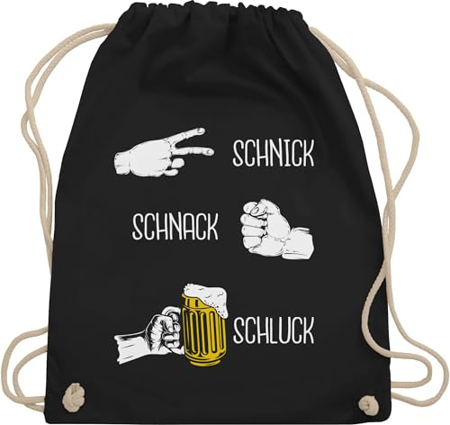 Turnbeutel Rucksack - & Alkohol Herren - Schnick Schnack Schluck I Saufen I Schere Stein Papier I JGA Trinksprüche Malle I Biergeschenke lustig I Alkoholliebe I Party I Trink Spruch - Unisize