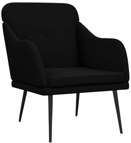vidaXL Sessel, Fernsehsessel Loungesessel für Wohnzimmer, Relaxsessel Polstersessel Metallgestell, Relaxstuhl Polsterstuhl, Modern, Schwarz Stoff