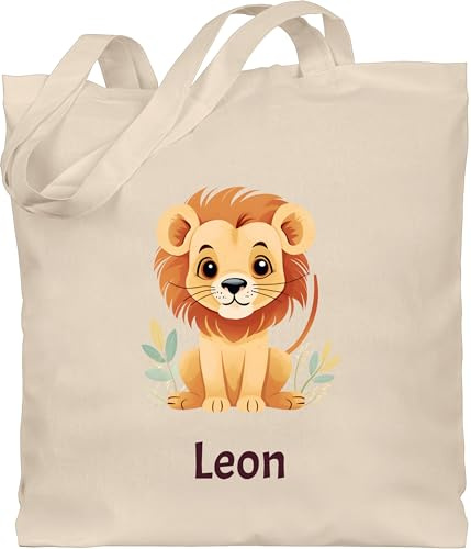 Geschenk mit Namen personalisiert by Shirtracer - Baumwolltasche - Löwen - Süßer Löwe Wildtiere König der Tiere Lion
