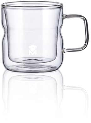 MasterPRO Foodies Mixolology - Game di 2 Custas di 140 ml - Prodotto in doppia parete di vetro Borosilicato resistente - tazze pratiche adatte a microonde - eleganti e resistenti