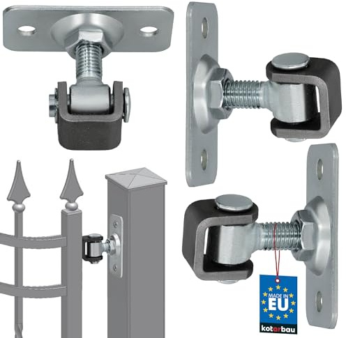 KOTARBAU® Set di 2 cinghie regolabili per porte M12 da avvitare, rettangolari, 2 fori, S235JR, in acciaio galvanizzato, cerniere per porta, in argento, cerniera regolabile, cerniere per porta