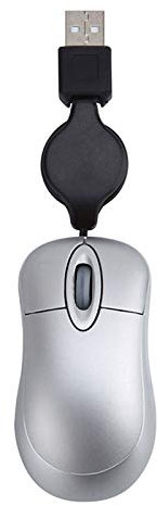 Kljuyhat Mini USB Wired Mouse Retractable Cable Small Mouse 1600 Optical Compact Travel Mice for 98 2000 XP Vista Ve (Silver)