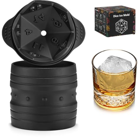 TPPICK D20 Dice Ice Mould, DND Gamer Gifts for Men and Women, Cool Christmas Stocking Stuffers, Ideas for Adults, TRGP Lovers, Large Silicone D&D Accessories, Ice Cube Mould for Cocktails,