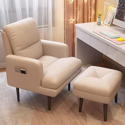 Generic Ohrensessel mit Hocker die Rückenlehne des Freizeitsessels Kann in Eingestellt Werden Hochdichtes, elastisches Schwammpolster Stuhl für Schlafzimmer Büro, Wohnzimmer (Color : A)