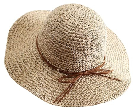 Strohhüte Boho Sommerhut für Damen mit Groß Sonnen Shade Strand Sonnenhut Breite Krempe Big Brim Hut Bowknot Strohhut Roll Up Sonnenhut Sommerhut Sonnenkappe Hüte für Reisen, Sommer, Angler Hut Männer