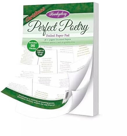 Hunkydory Poetry Poetry - Bloc de papel laminado de poesía perfecta - Navidad - POETRY103-96 poemas