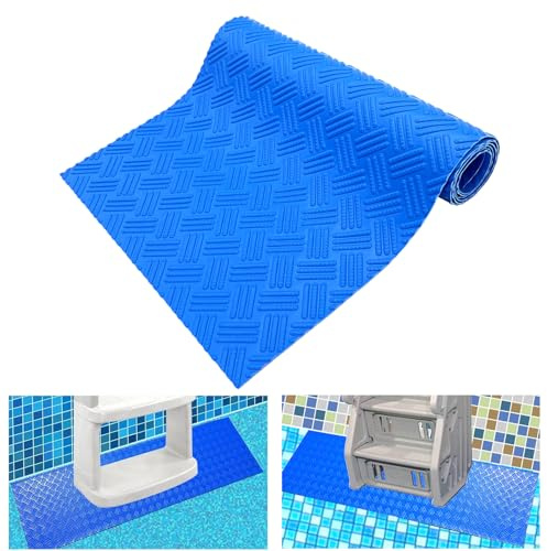 SKARUMMER Swimming Pool Ladder Mat - Protective Pool Ladder Pad Step Mat with Non-Slip Texture, Blue Medium Blue Medium Pool Step Mat, Pool Liner Protection Mat (36 X 36 inch)