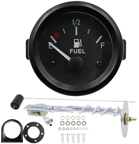 POFET Indicatore Livello Carburante, Puntatore 12V E-1/2-F Indicatore Universale del Serbatoio del Carburante Sensori di Livello dell'Olio con Retroilluminazione a LED per Auto, Motociclette