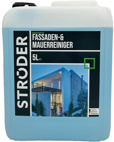 STRÖDER® - Fassaden- & Mauerreiniger | 5 Liter Steinwand Reiniger mit hoher Wirksamkeit I inkl. Ausgießer für die perfekte Fassaden Reinigung I für Putz, Beton & Co.