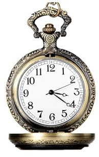 Fickur för män, fickur med kedja, retro typ med ventil, unisex legering, enkelt analogt kvarts fickur för män och kvinnor med kedja