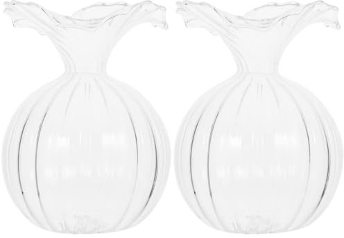 ABOOFAN Jarrón Transparente de Vidrio para Suculentas y Plantas Hidropónicas Florero Decorativo para Arreglos Centros de Mesa de Boda 11x16x8 cm 2 Piezas