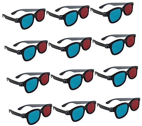 jojofuny 20pcs Portable Plastic Glasses Lens Frame for Movie Cinema Viewing Red Blue Glasses