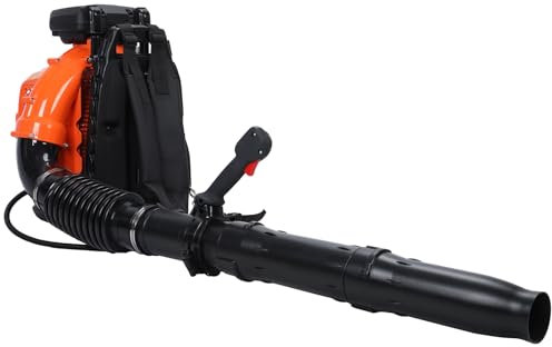 funrautz Benzin-Rucksack-Laubbläser, 80 cc 4-Takt-Gartengebläse, 900 CFM hohe Windgeschwindigkeit, 2,3 l Kraftstofftank, Gas-Laubbläser für Schneelaub, Gartenpflege, Orange